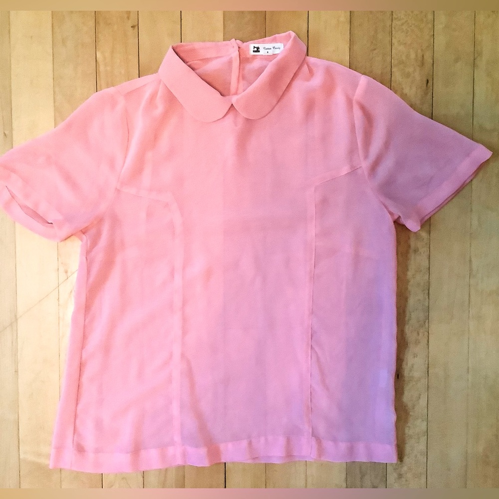 Pink Sheer Collared Blouse